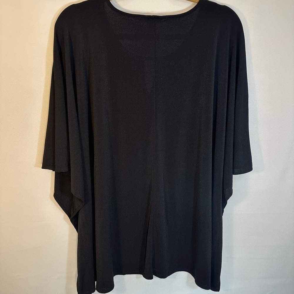 Cato Womens Size 22/24W Blouse Tunic Kimono Butterfly Sleeve Front Sliver Beads - Picture 11 of 11